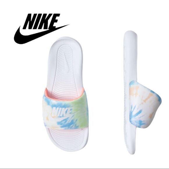 NEW Nike Victori One Womens Tie Dye Print Slide White Sandals 10 - Picture 3 of 5